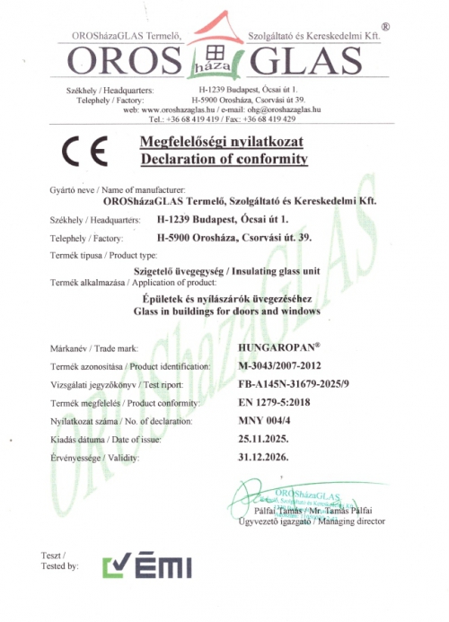 HUNGAROPÁN Megfelelőségi Nyilatkozat_Declaration of conformity