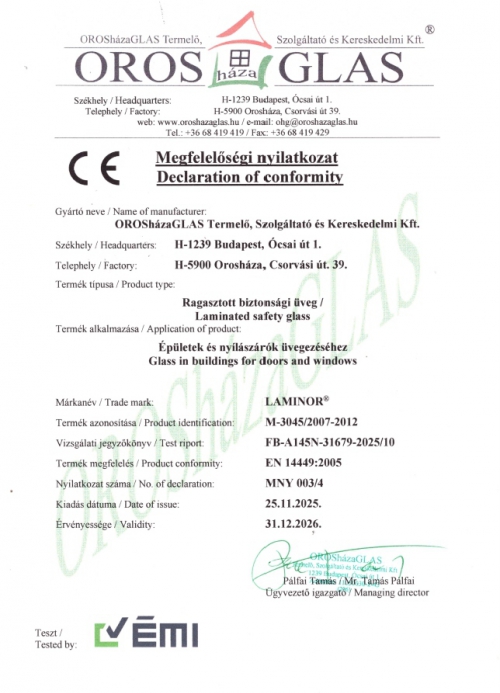 LAMINOR Megfelelőségi Nyilatkozat_Declaration of conformity