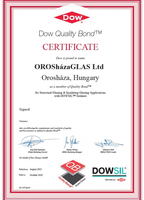Dow-Quality Bond Cerificate